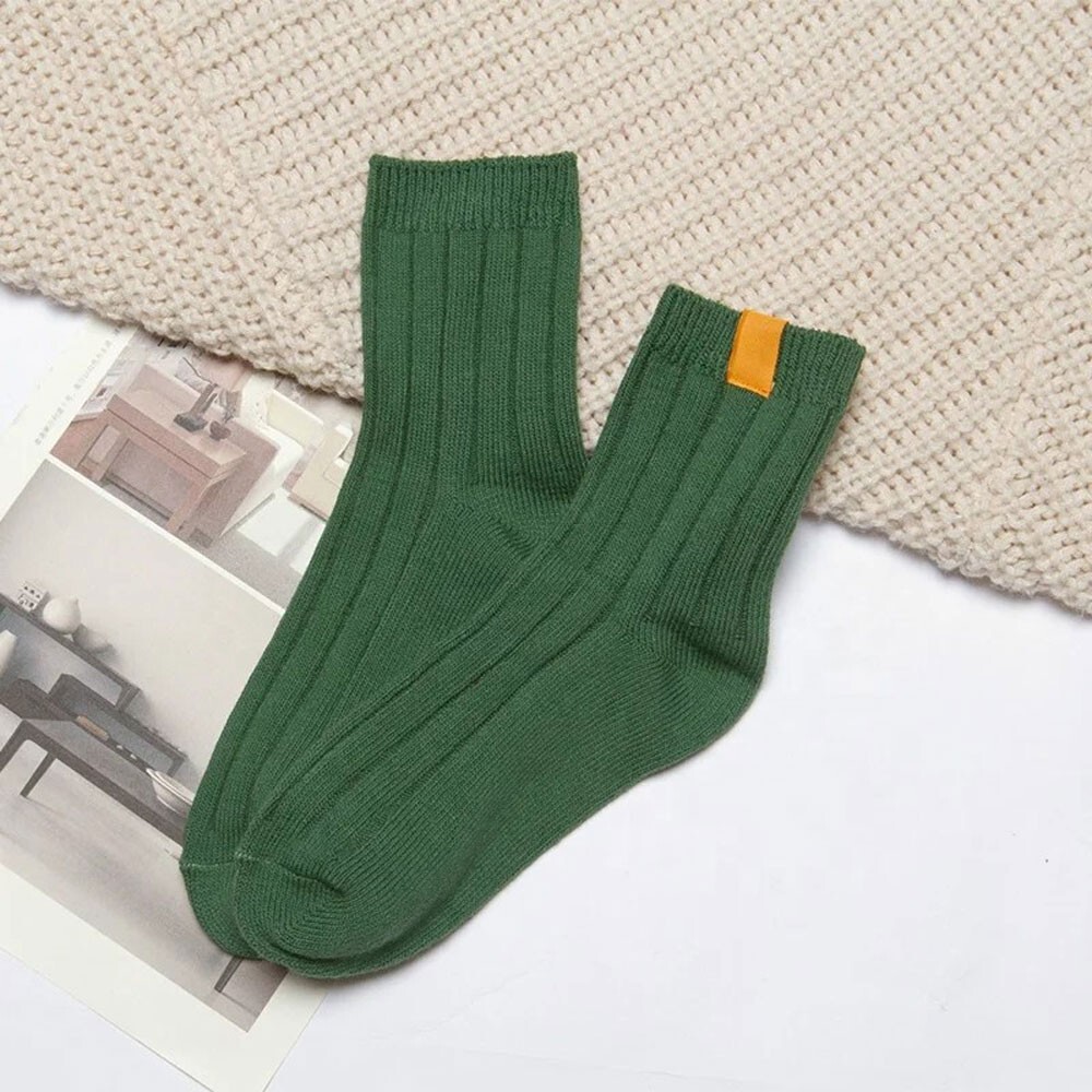 3 Pair Casual Crew Socks Cotton Bright Mix Random Solid Colors NEW