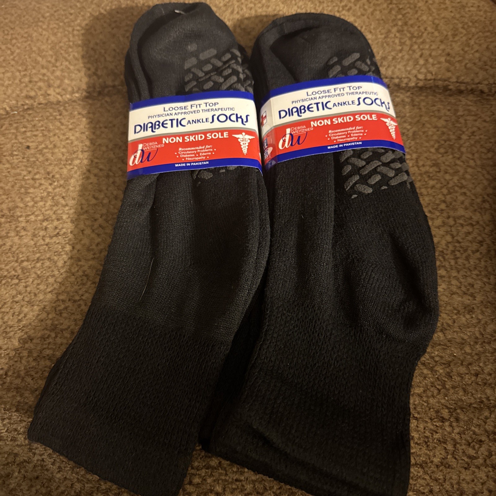 Debra Weitzner 5 Pack Diabetic Non Skid Sole Loose Fit Top Socks Size XL 9-15
