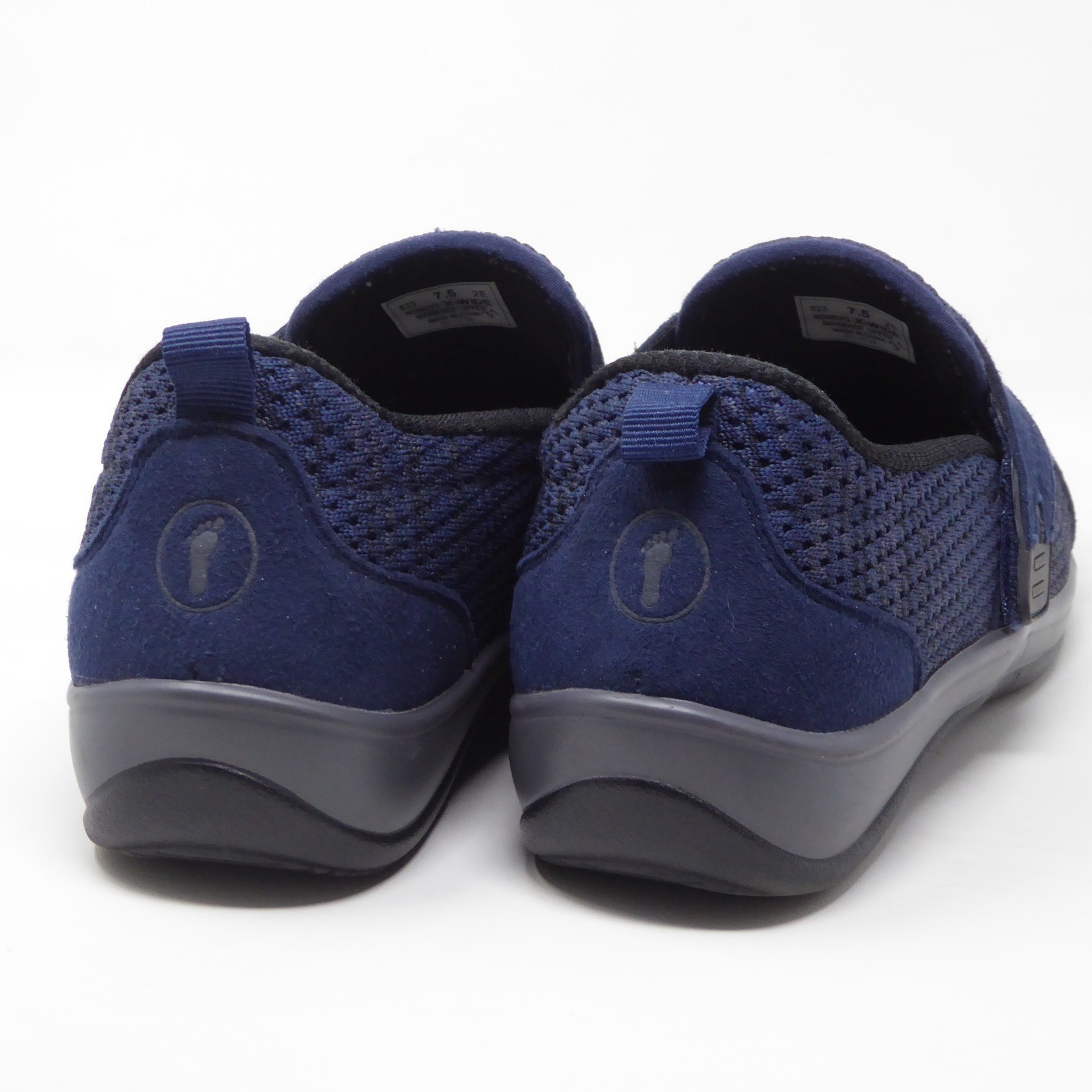 Orthofeet Quincy Women Walking Shoes Blue Mesh Hook Loop Strap 7.5 2E X-Wide