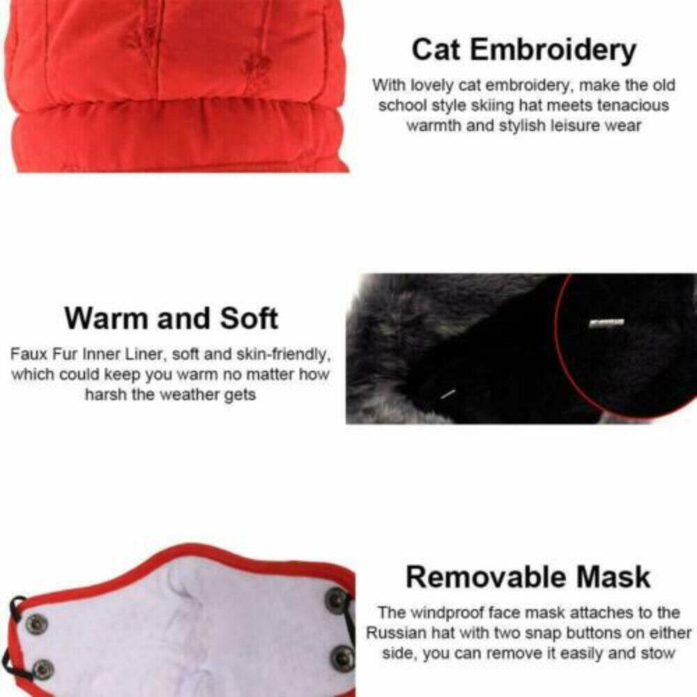 Winter Thermal Fur Lined Aviator Hat with Ear Flap Full Face Cover for Men Women