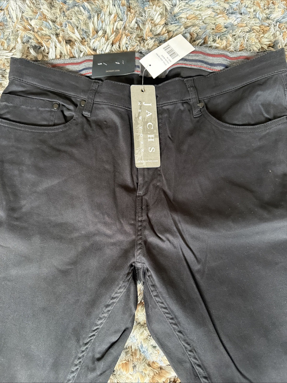 Jachs New York Men’s Straight Fit Flex Waistband 5-Pocket Pants, Black, 36×32