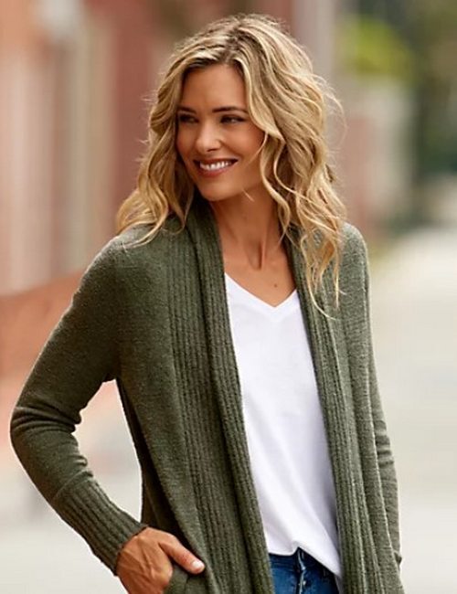 Barefoot Dreams Ash Gray CozyChic Lite Petite Catalina Long Cardigan New Sweater