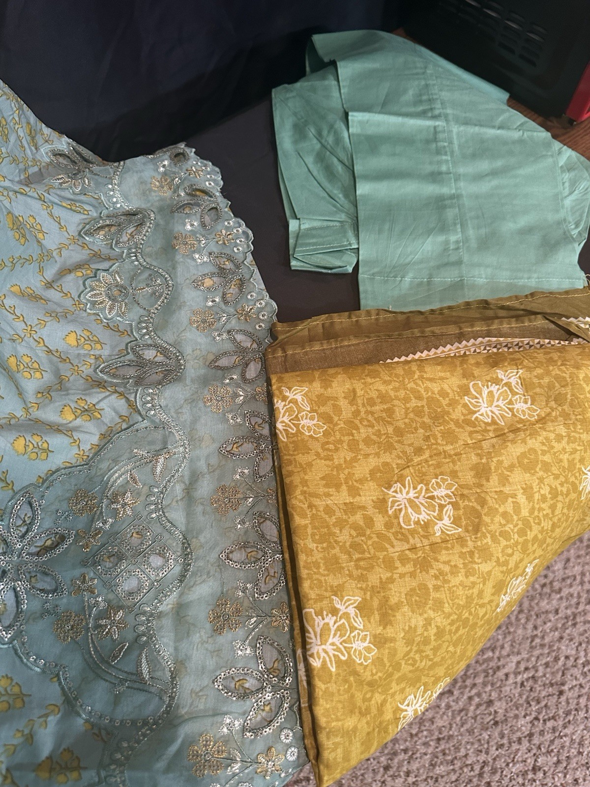 Bin Saeed Lawn Cotton 3 Pc Suit-premium Cut Work Emb- Aline Style-M & L – $44