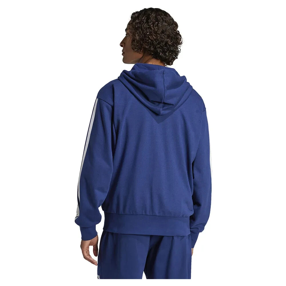 Adidas men Essential French Terry 3-Stripes Full-Zip Hoodie Royal Blue White 2XL