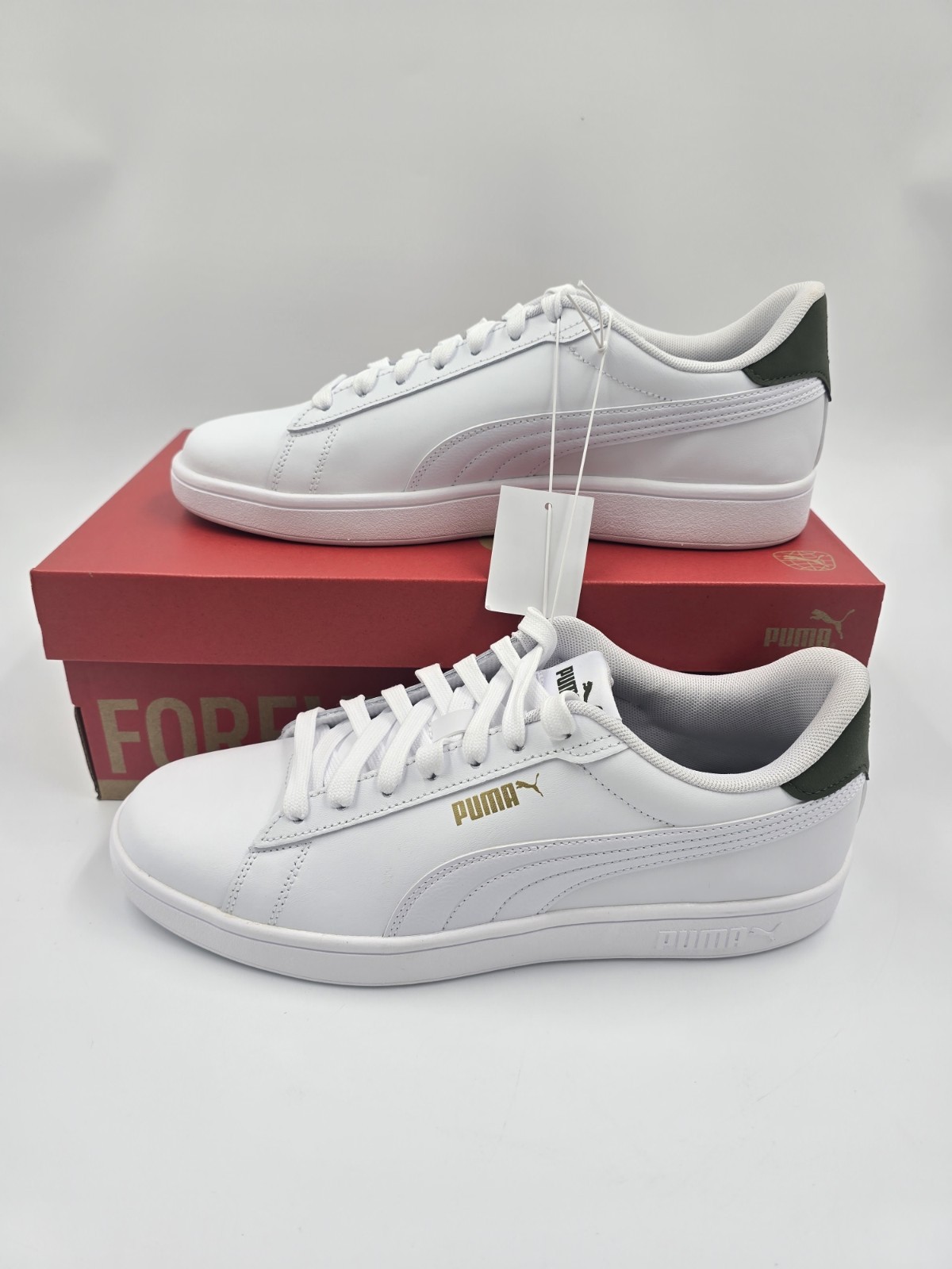 PUMA Ace Court Shoes Men’s White Green Sneakers 406570-01 New In Box Multi Size