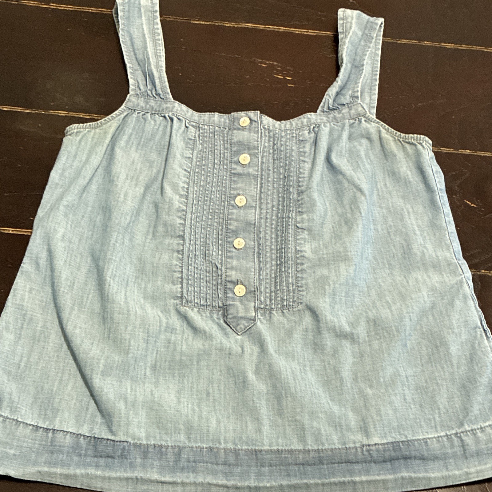 J.CREW Blue Chambray Square Neck Sleeveless Button Front Tank Top Womens 4