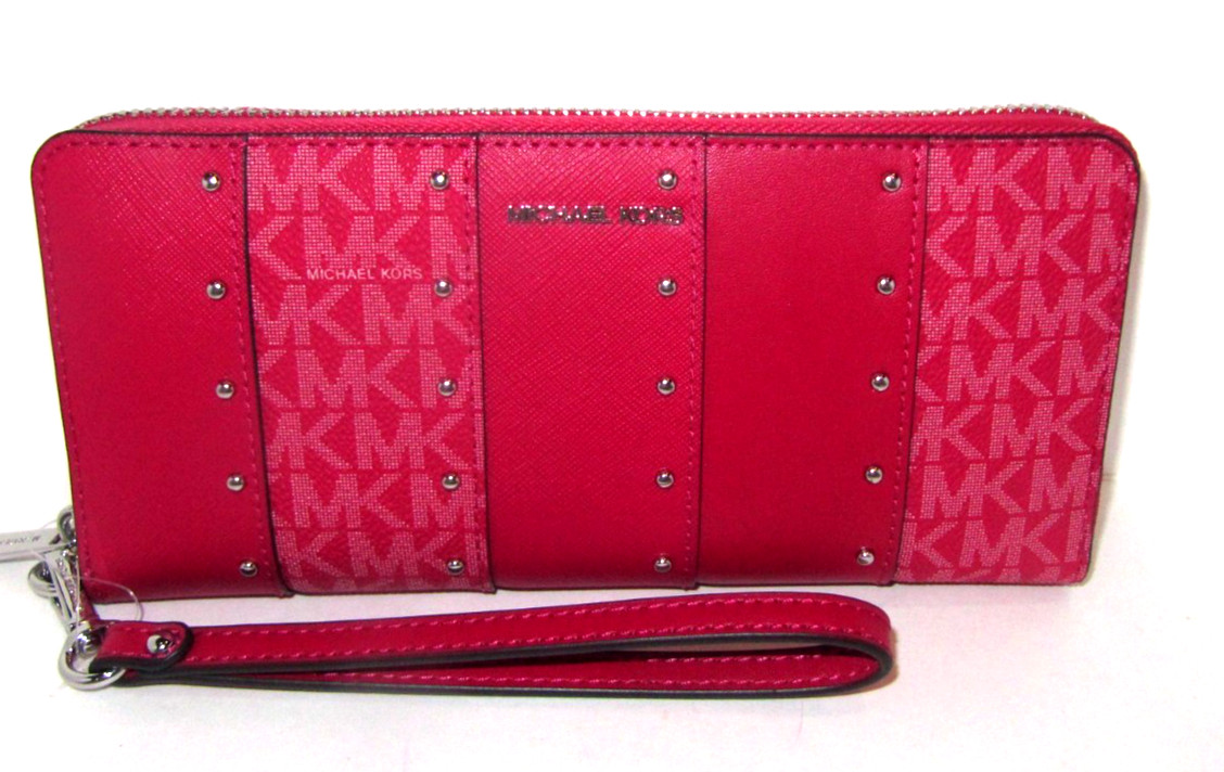 Michael Kors Jet Set Travel Large Continental Card Wallet Dark Raspberry NWT$328