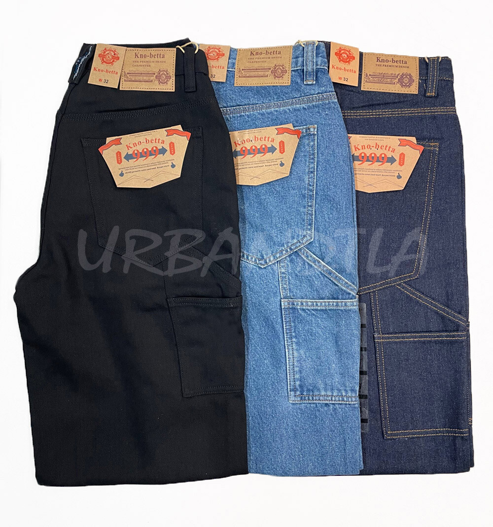 Men’s Loose Fit Carpenter Denim Jeans Baggy Work Pants Size 30-44 Kno Betta