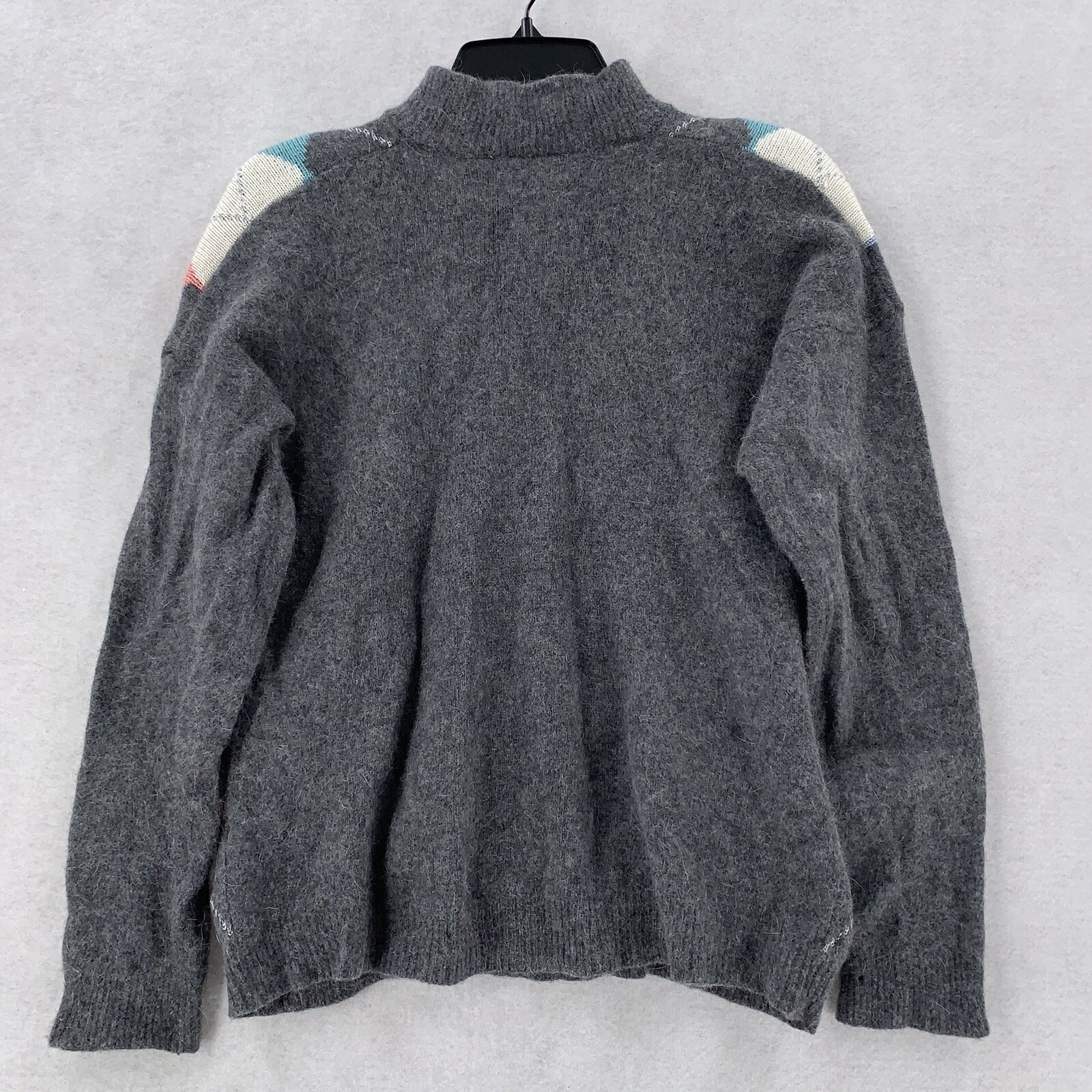 Vintage Suburbans Lambs Wool Angora Pullover Argyle Sweater Mock Neck Womens XL