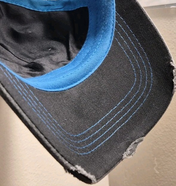 Korn Hat Distressed Ball Cap Hat Black & Neon Blue Mesh Hat