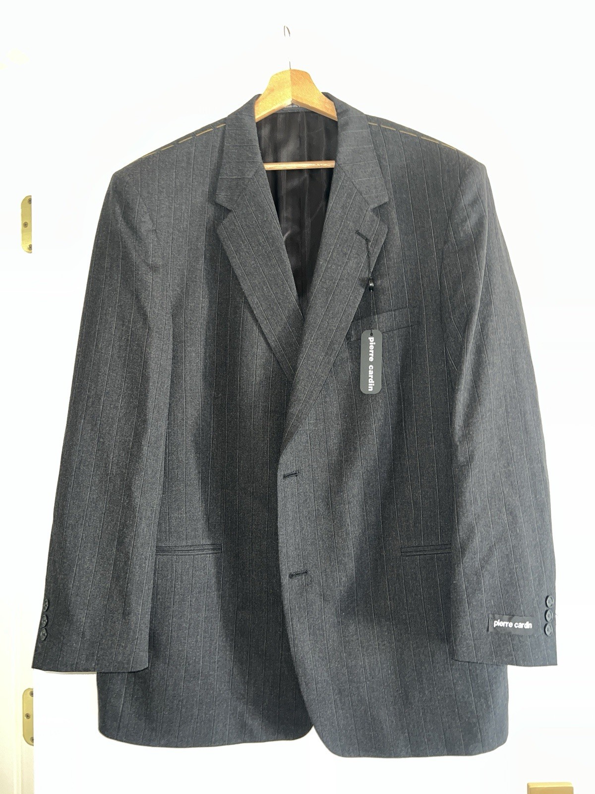 Pierre Cardin Gray Pinstripe jacket 46L Wool Two-Button 41W 31″