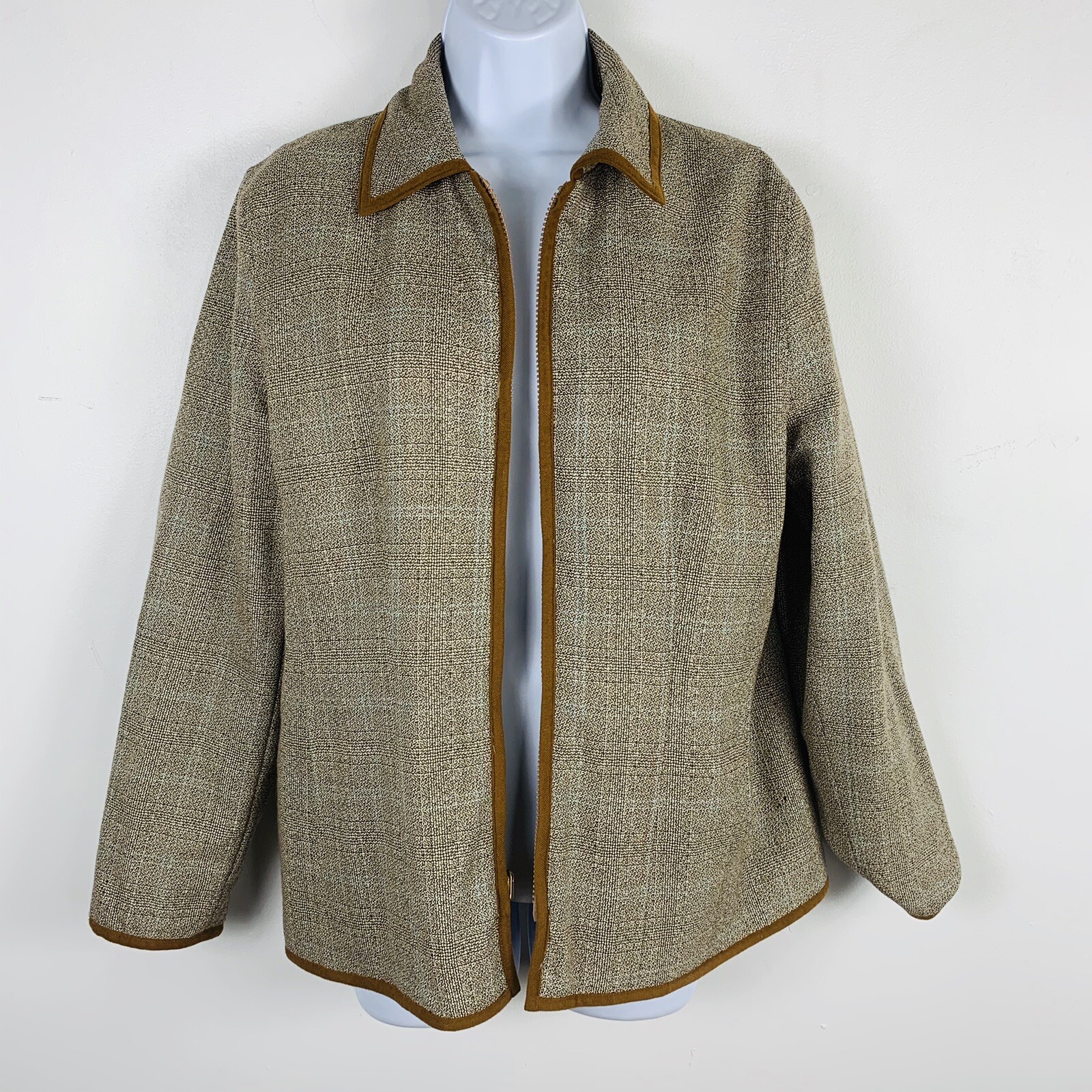 Harvé Benard Reversible Jacket Sz 10 Quilted Zip Up Animal Print Plaid VINTAGE