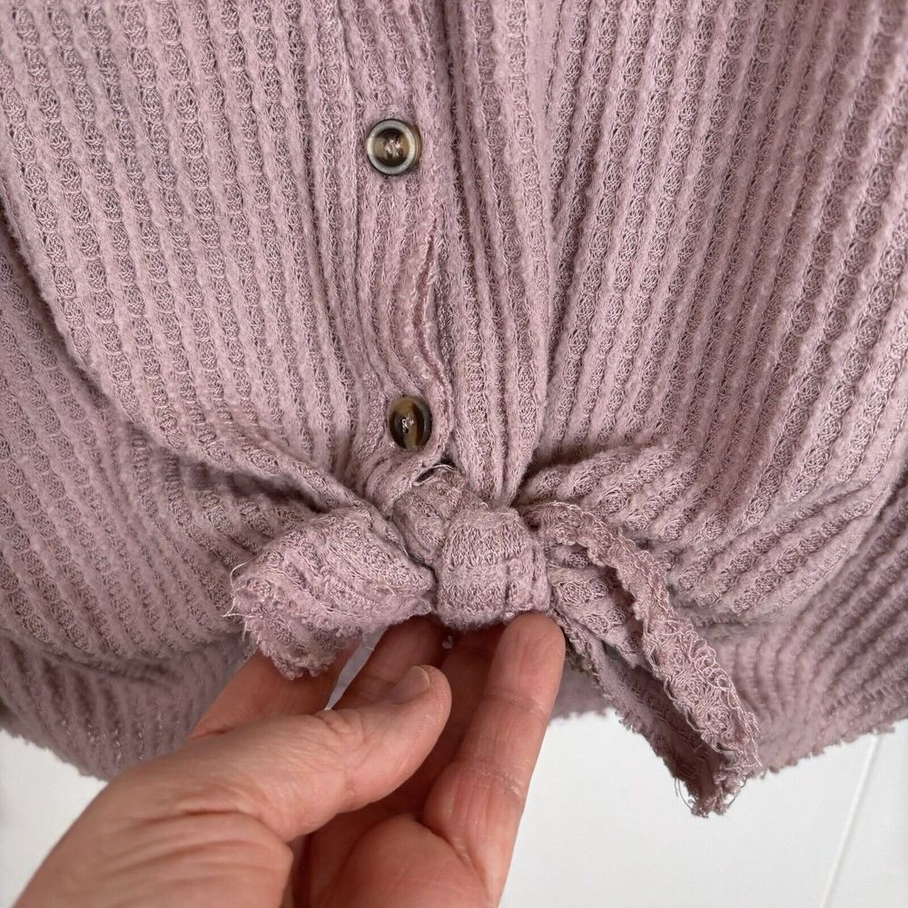 Urban Outfitters Out From Under Small Jojo Waffle Knit Top Tie Front Oversized