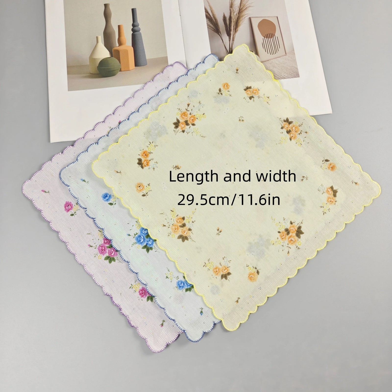 Mixed 12 pcs Square Hanky Cotton Vintage style floral Handkerchiefs Women 11.8“
