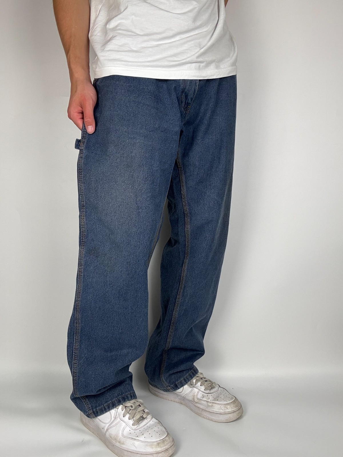 Vintage Key 2000’S Y2K Relaxed Fit Dark Wash Denim Carpenter Jeans W40 x L32