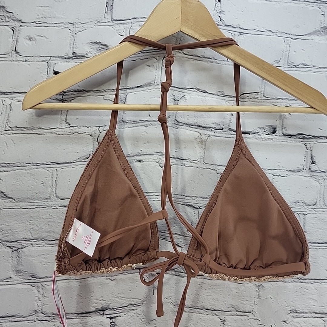 Xhilaration Crochet Triangle Bikini Top Multi Neutral Womens Jr Size XL New NWT