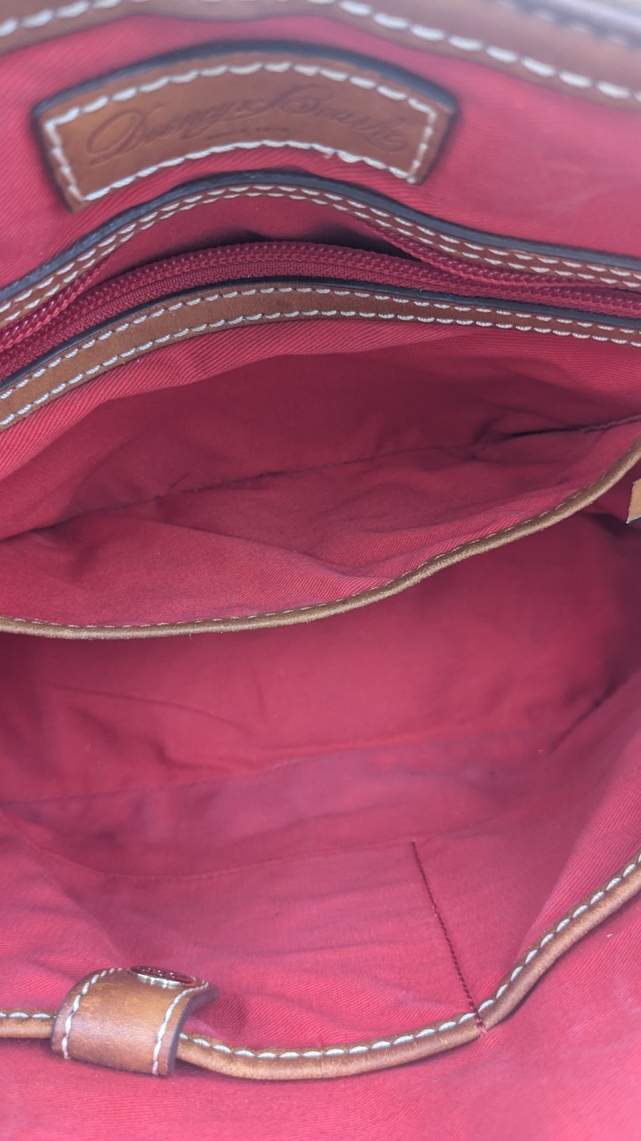 Dooney & Bourke Pebble Grain White Leather Zip Dome Satchel British Tan Purse