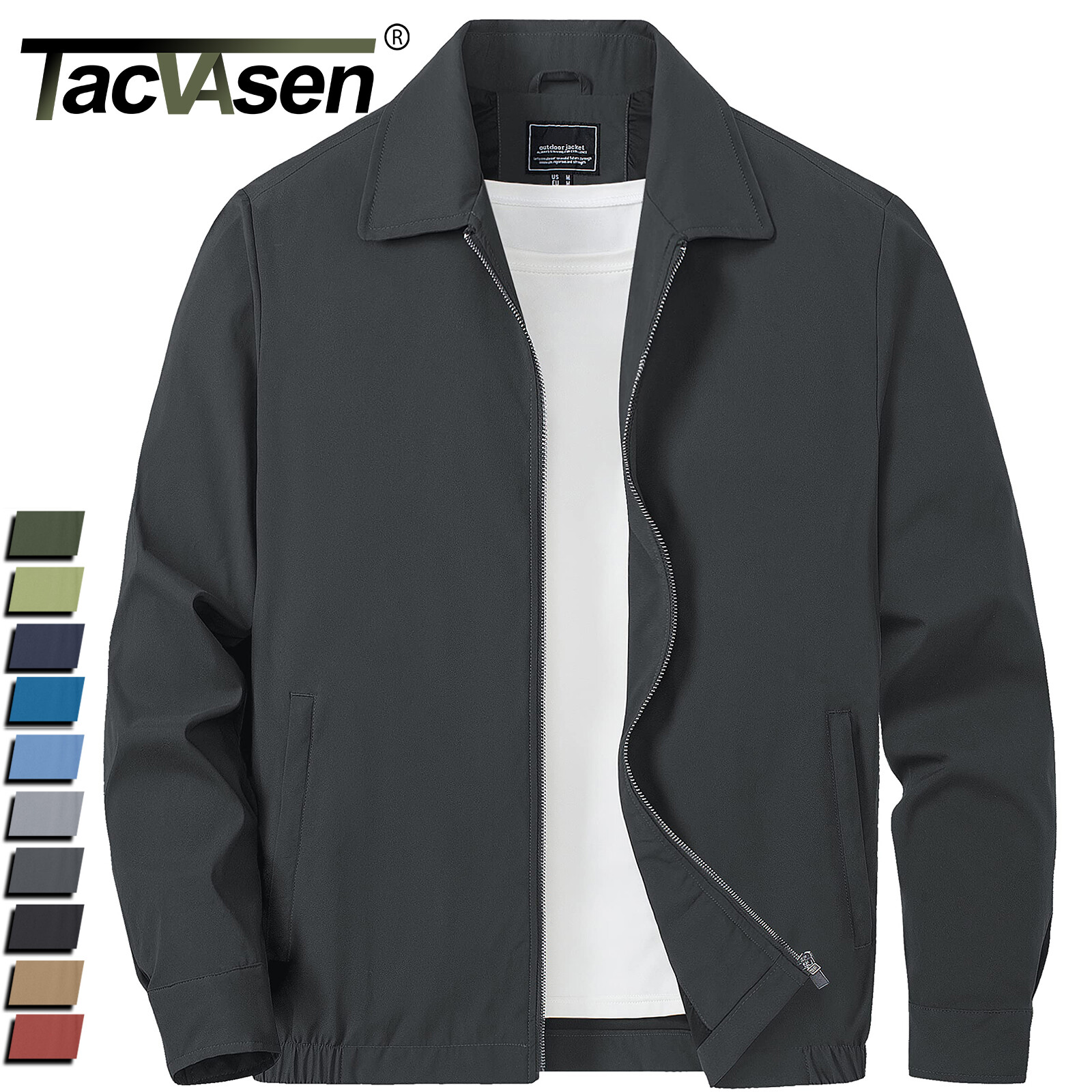 Men’s Lightweight Bomber Jacket Full-Zip Spring Fall Track Coat Casual Outwear