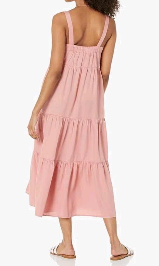 NEW The Drop Britt Tiered Maxi Tent Dress Rosette Mauve Pink small S Boho