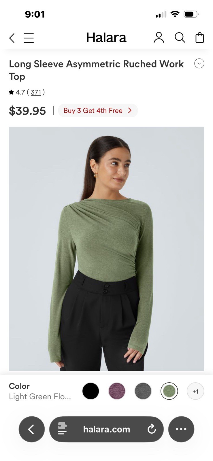 NEW Halara Long Sleeve Asymmetric Ruched Work Top sz L #halara #casual #NWT