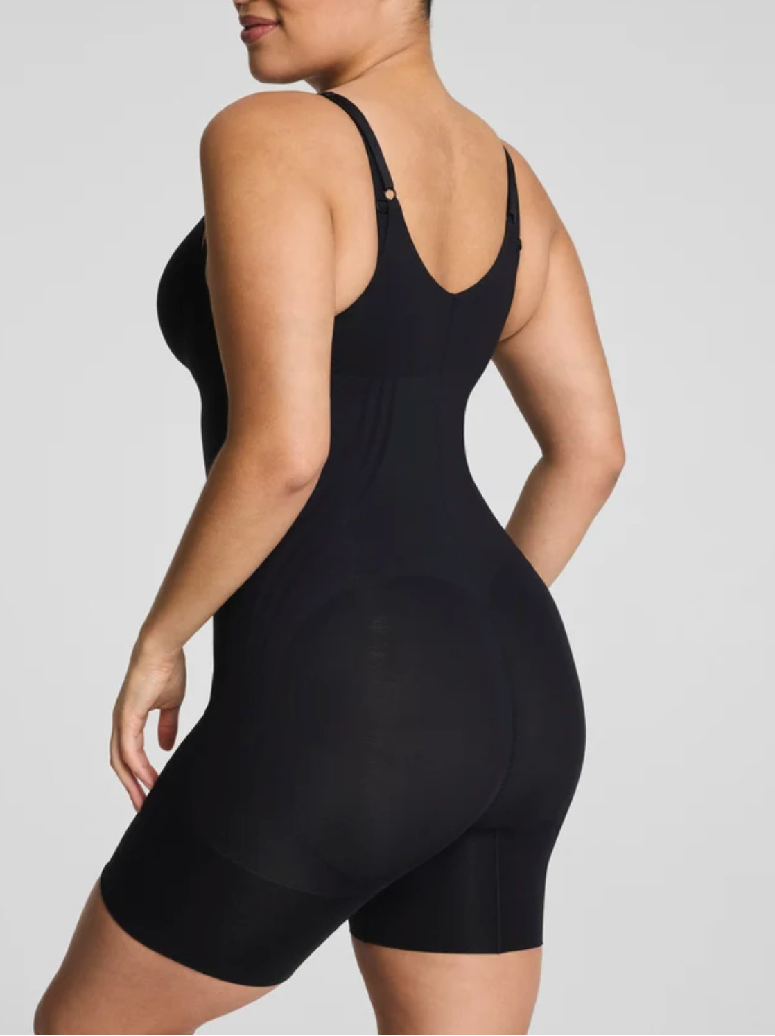 Spanx Sculpt LARGE GoFigure Open-Bust Mid-Thigh Bodysuit NWOT 10606R Black