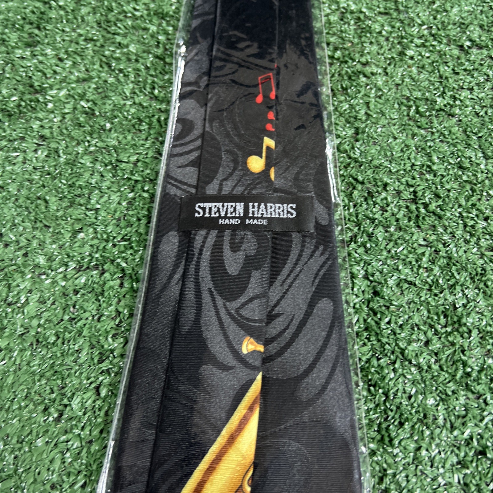 Men’s Tuba Wind Instrument Musical Theme Black Gold Novelty Necktie Bands Fun