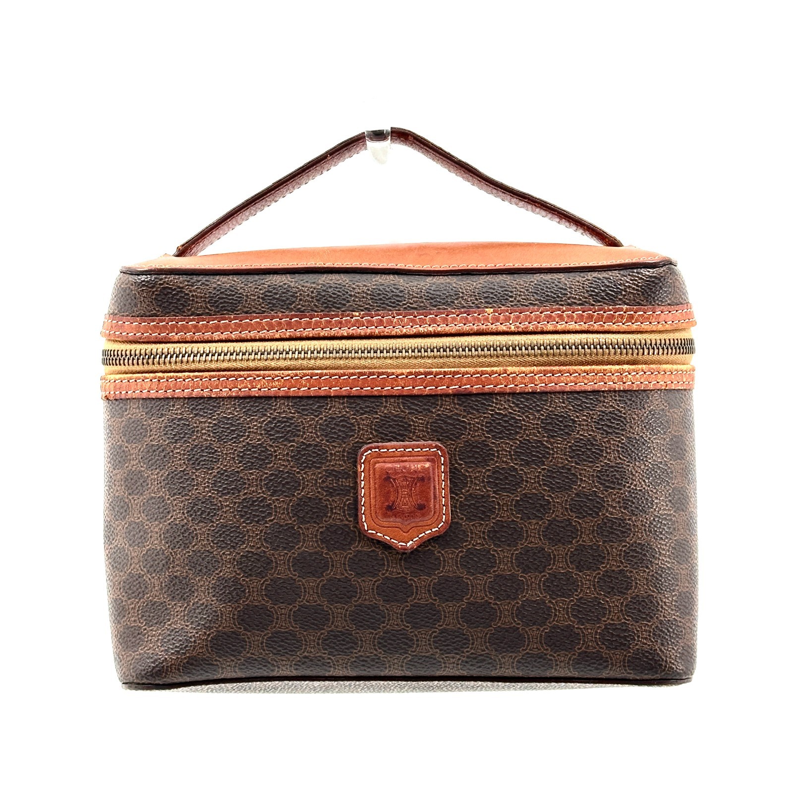Celine Vanity Bag Macadam Leather Brown Authentic