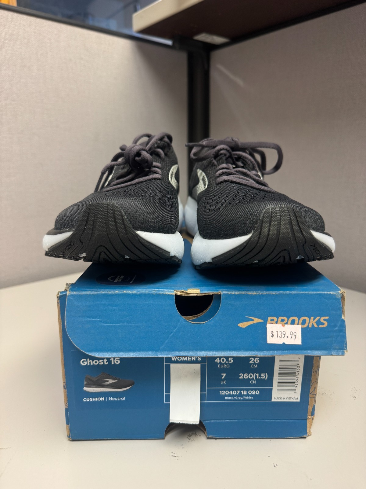 Brooks Women’s Ghost 16 Black Grey White Med Width Multiple Sizes