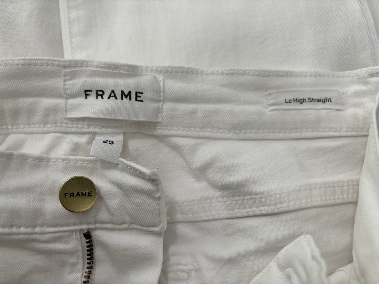 FRAME Le High Straight White/Blanc Denim Jeans, Size 25