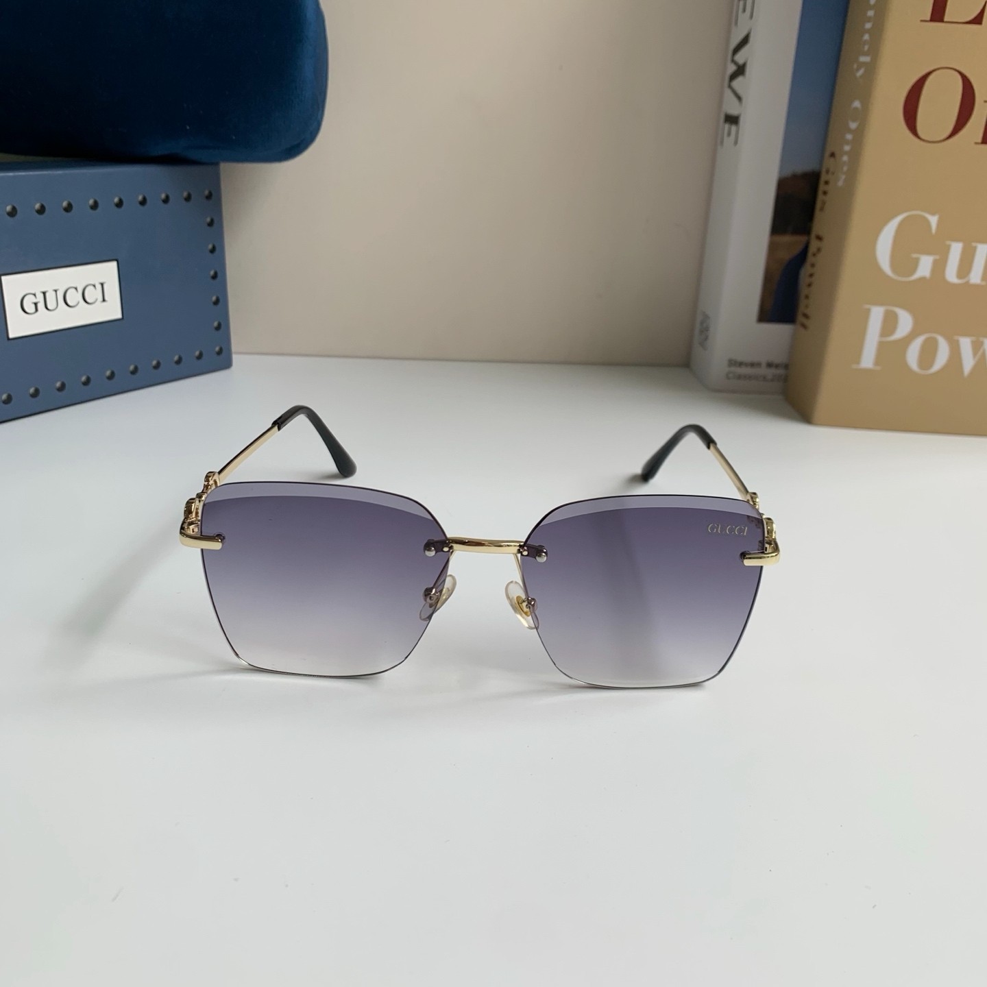 Gucci GG1278S Rimless Square Sunglasses Gold Horsebit Grey Gradient 55-19-140