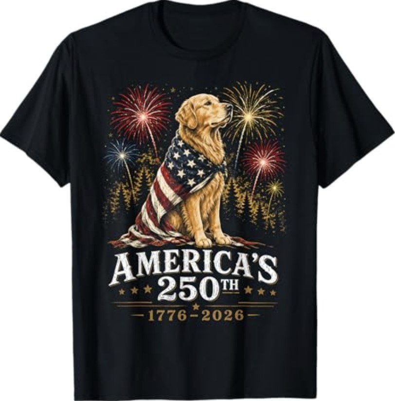 Golden Retriever America’s 250th Anniversary 1776 2026 T-Shirt