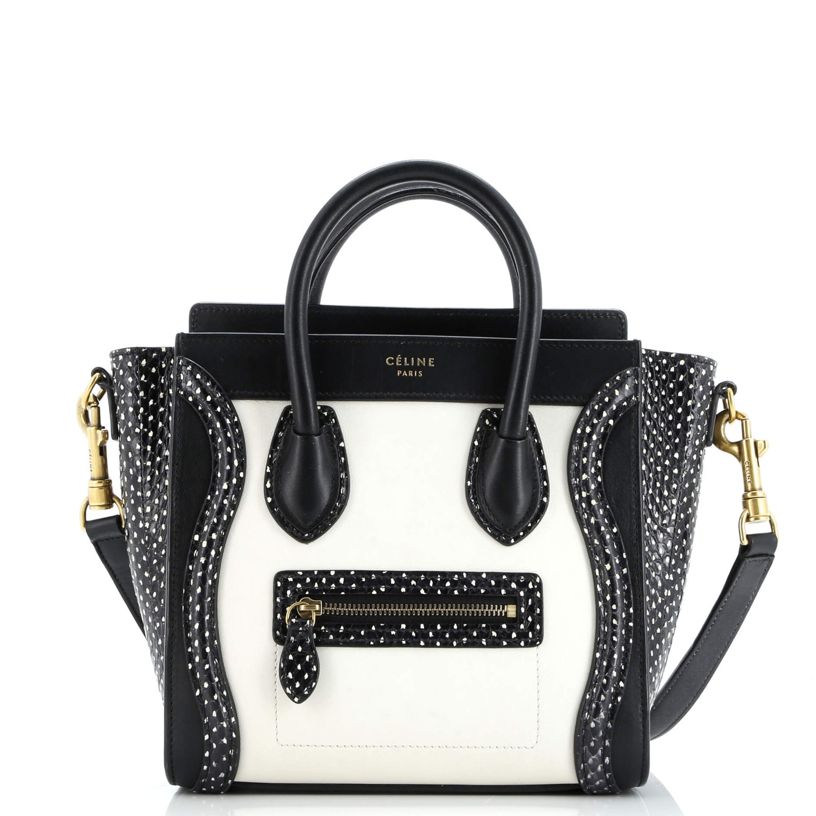 Celine Luggage Bag Leather and Watersnake Nano