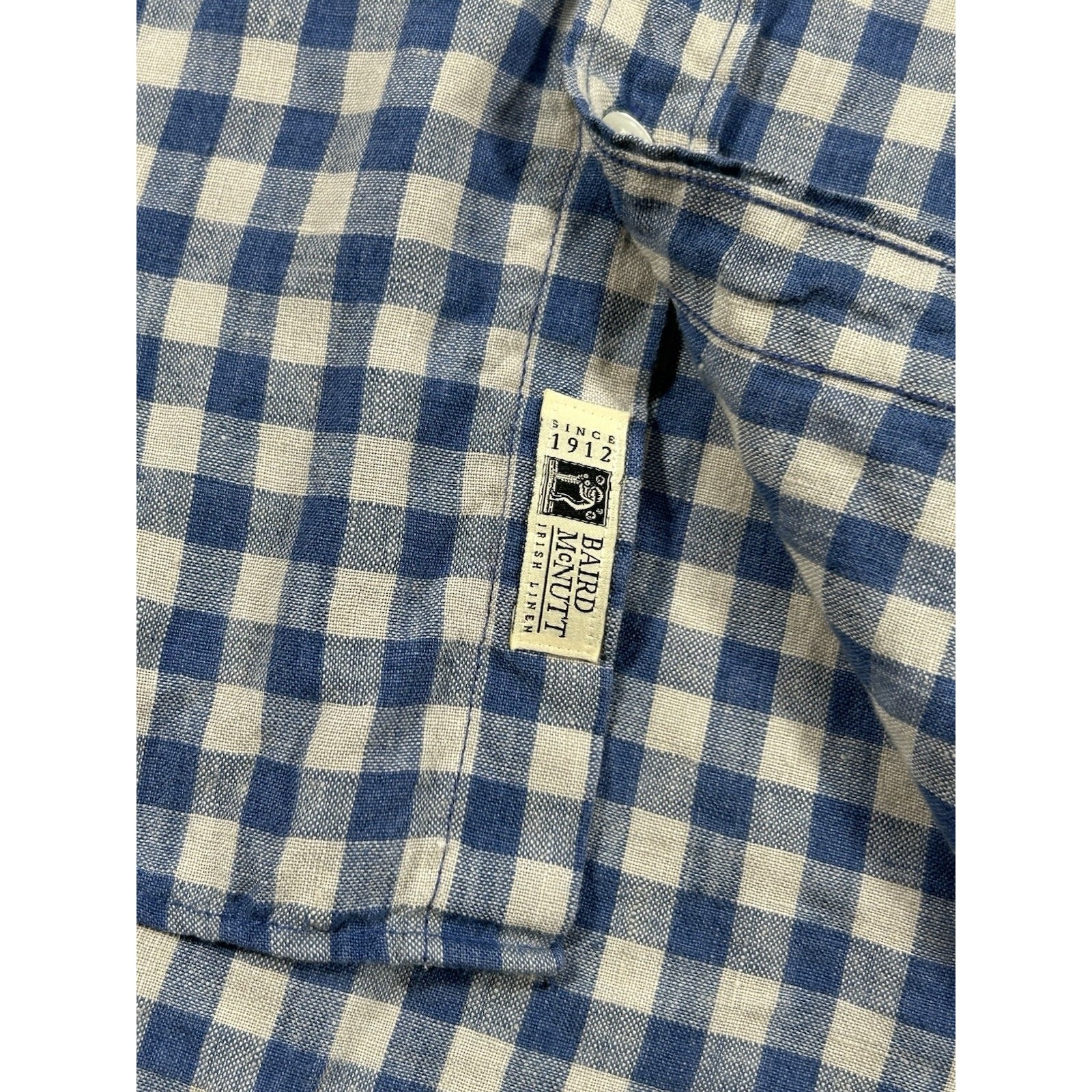 J Crew Baird McNutt Irish Linen Shirt Mens Large Plaid Classic Preppy Button-Up