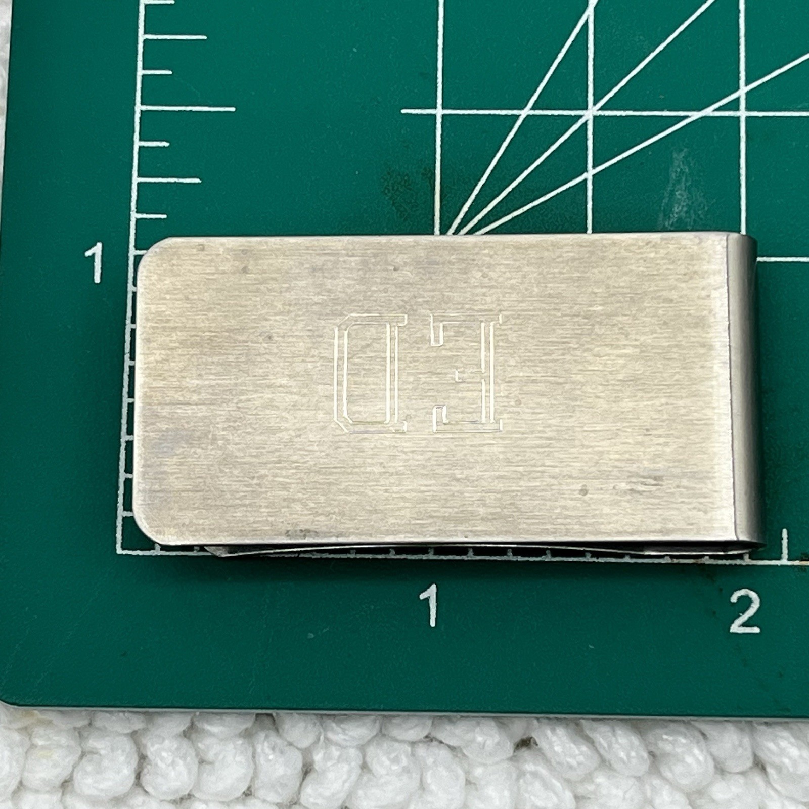 Zippo Money Clip Engraved ED Brushed Silver Tone 2″ Some Scratches