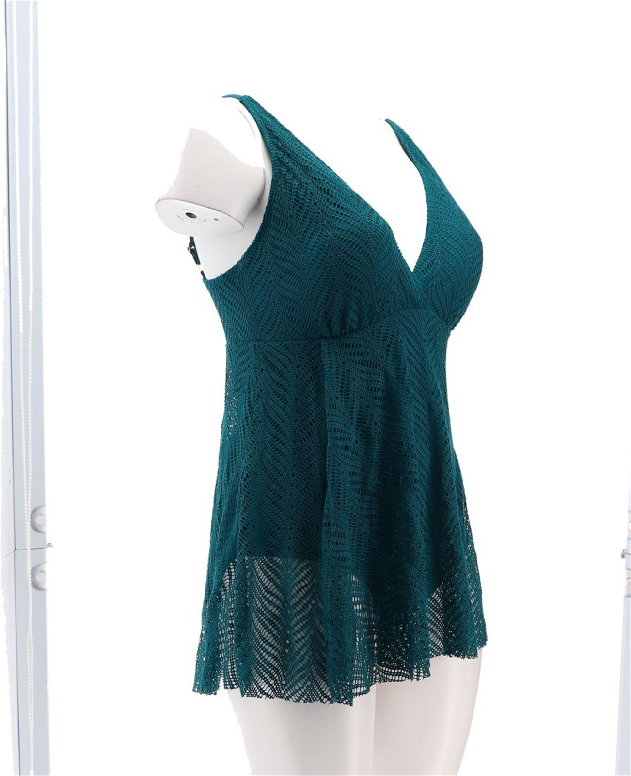 Kim Gravel Swimsuits All Swim Dress Crochet Overlay Moroccan Blue 14 NWOT (461)