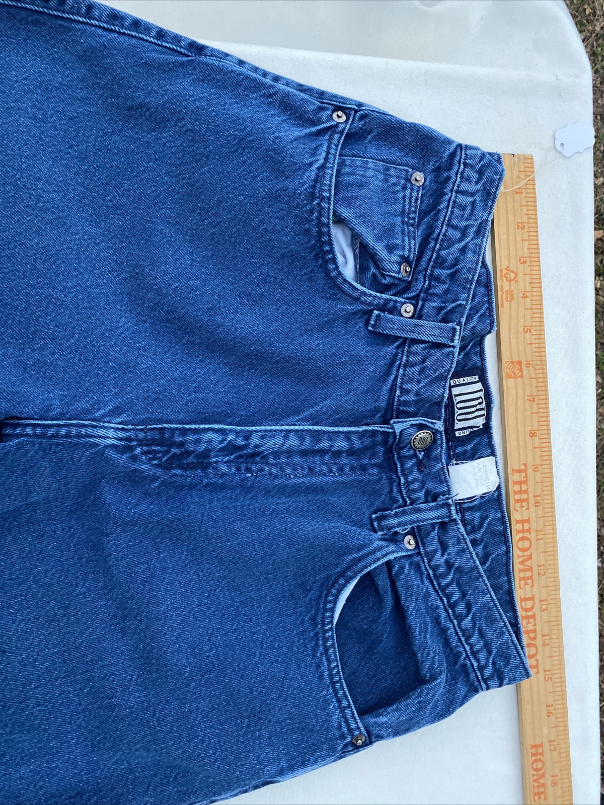 Vintage High Waisted Royal Blue Faded IOU Tapered Mom Jeans 30 W X 29 L Womens
