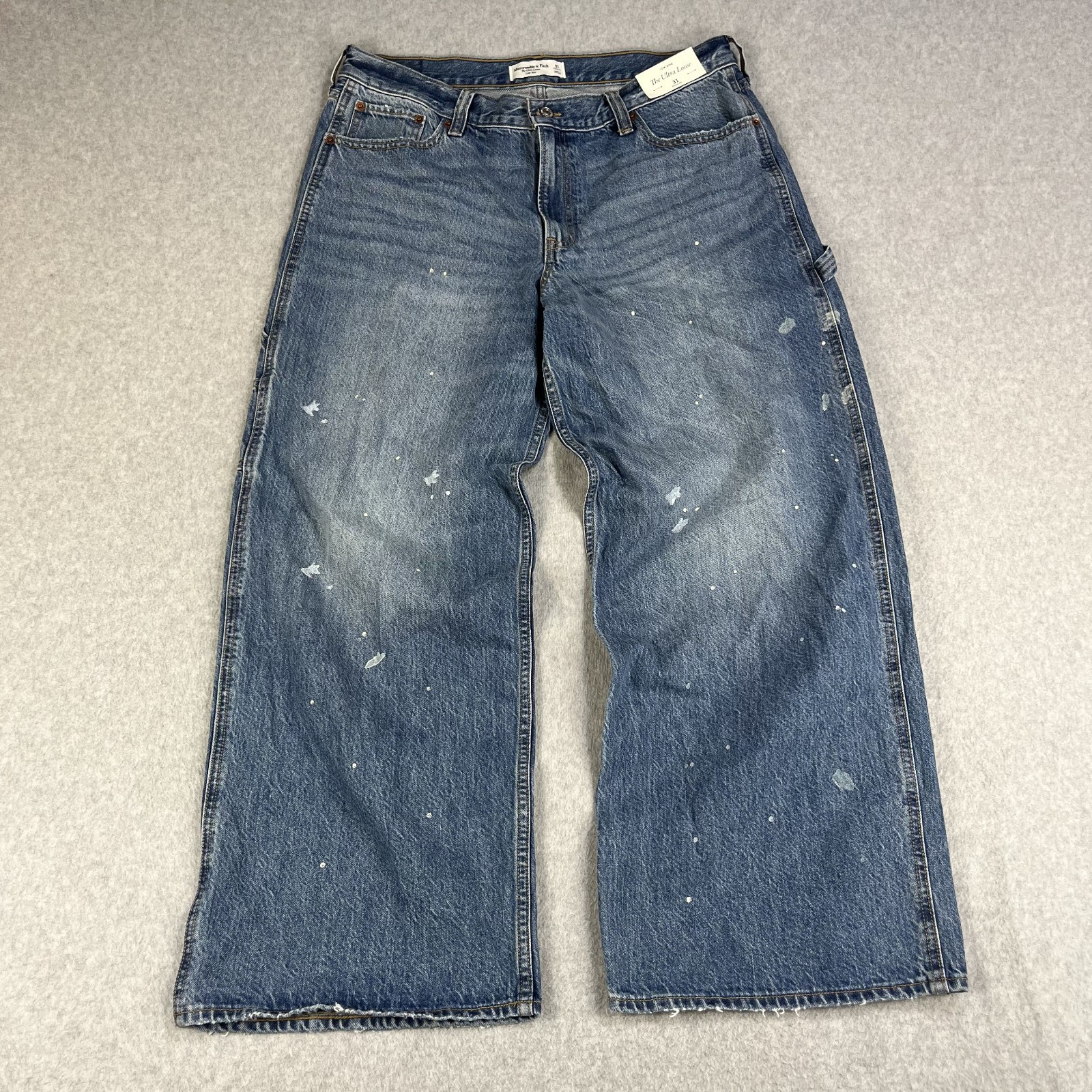 Abercrombie & Fitch The Ultra Loose Low Rise Jeans Womens 31 (36×30) Paint Splat