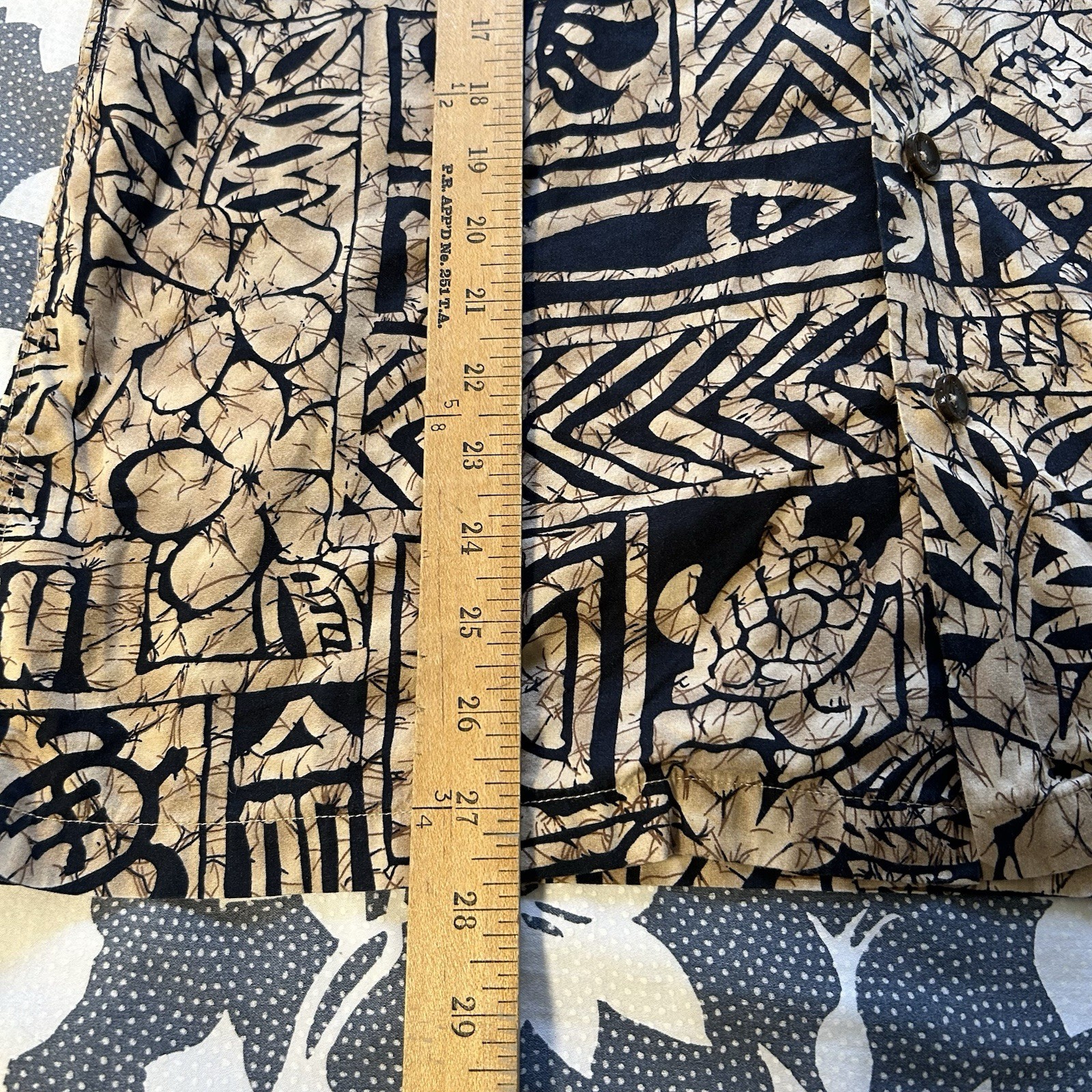 Favant Hawaiian Aloha Shirt Mens M Tapa Honu Fish Pattern Matched Pocket Cotton