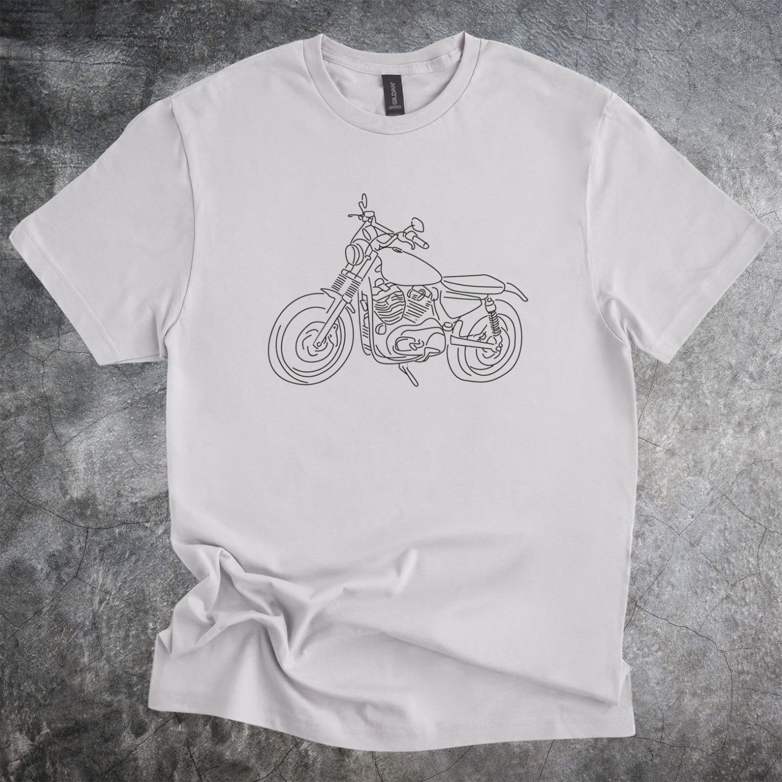 Line Art Motorcycle Cruiser Graphic Tshirt Minimal Biker Illustration Shirt