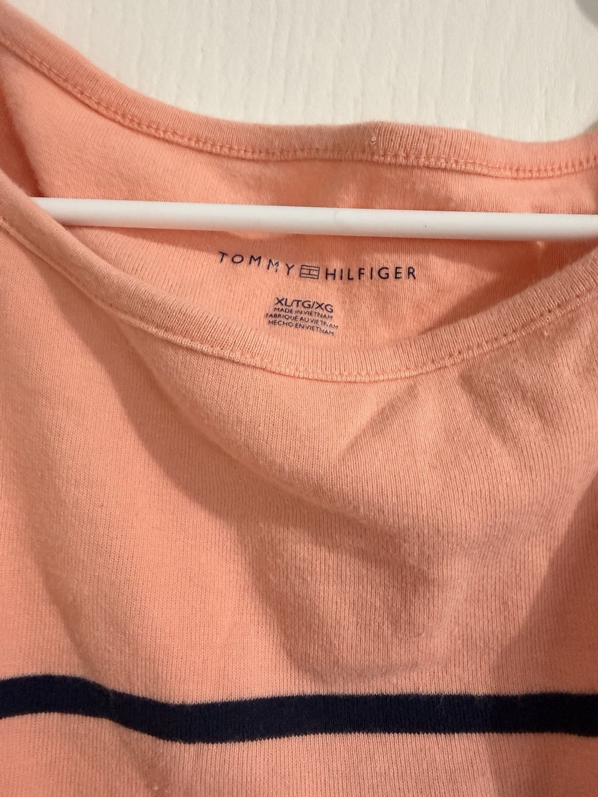 Pink Striped Tommy Hilfiger Pre Owned t-shirt Size XL Essential Shirt Tee