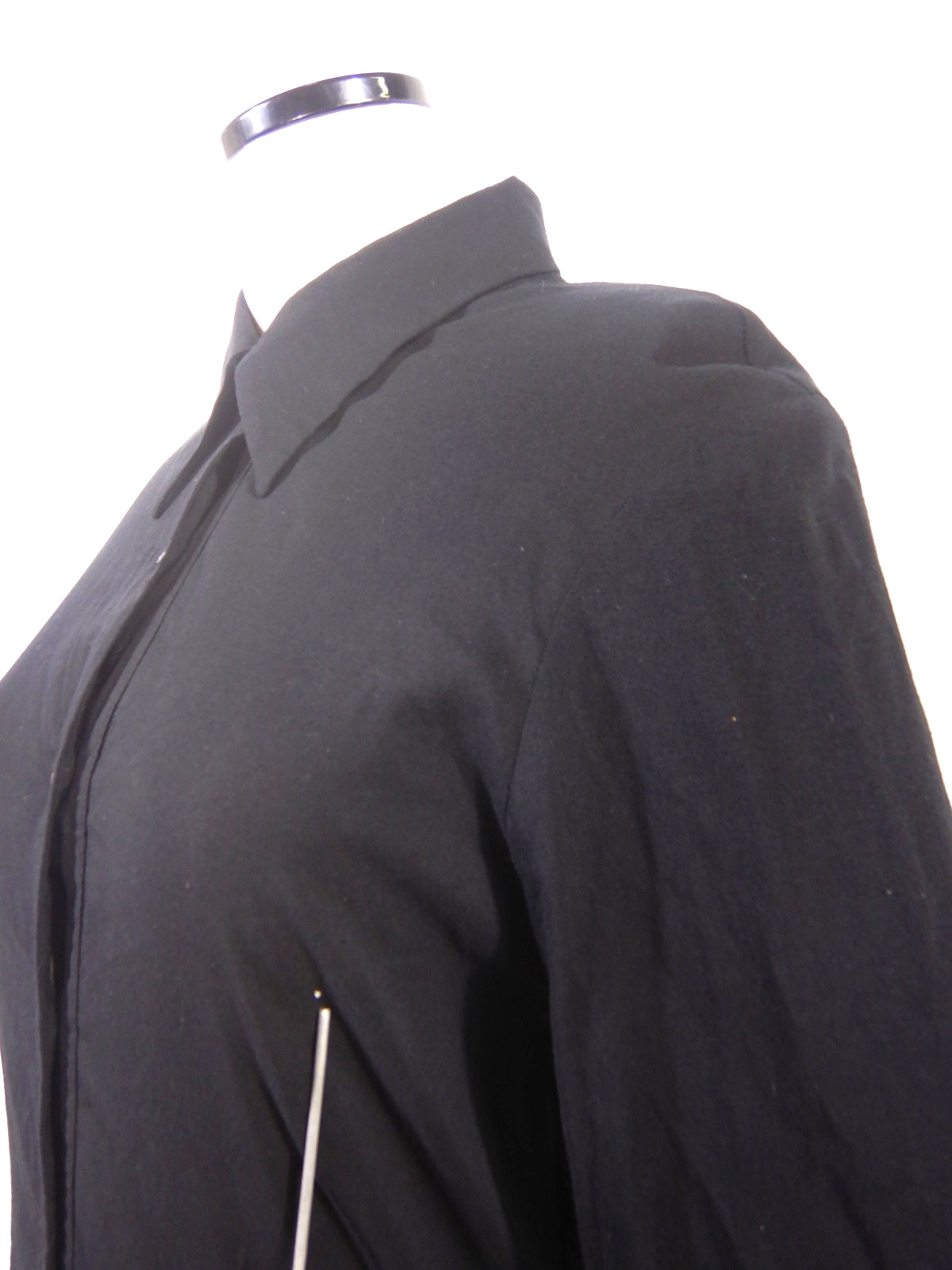 Ann Demeulemeester hip drape black long sleeve rayon shirtdress Size 38