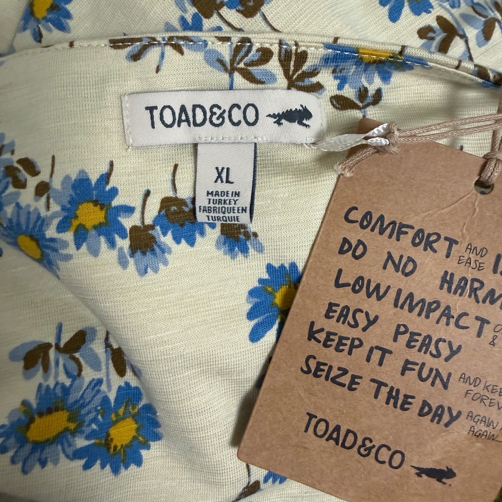 Toad And Co Yellow Blue Barley Daisy Floral Rosemarie Sleeveless V Neck Dress XL