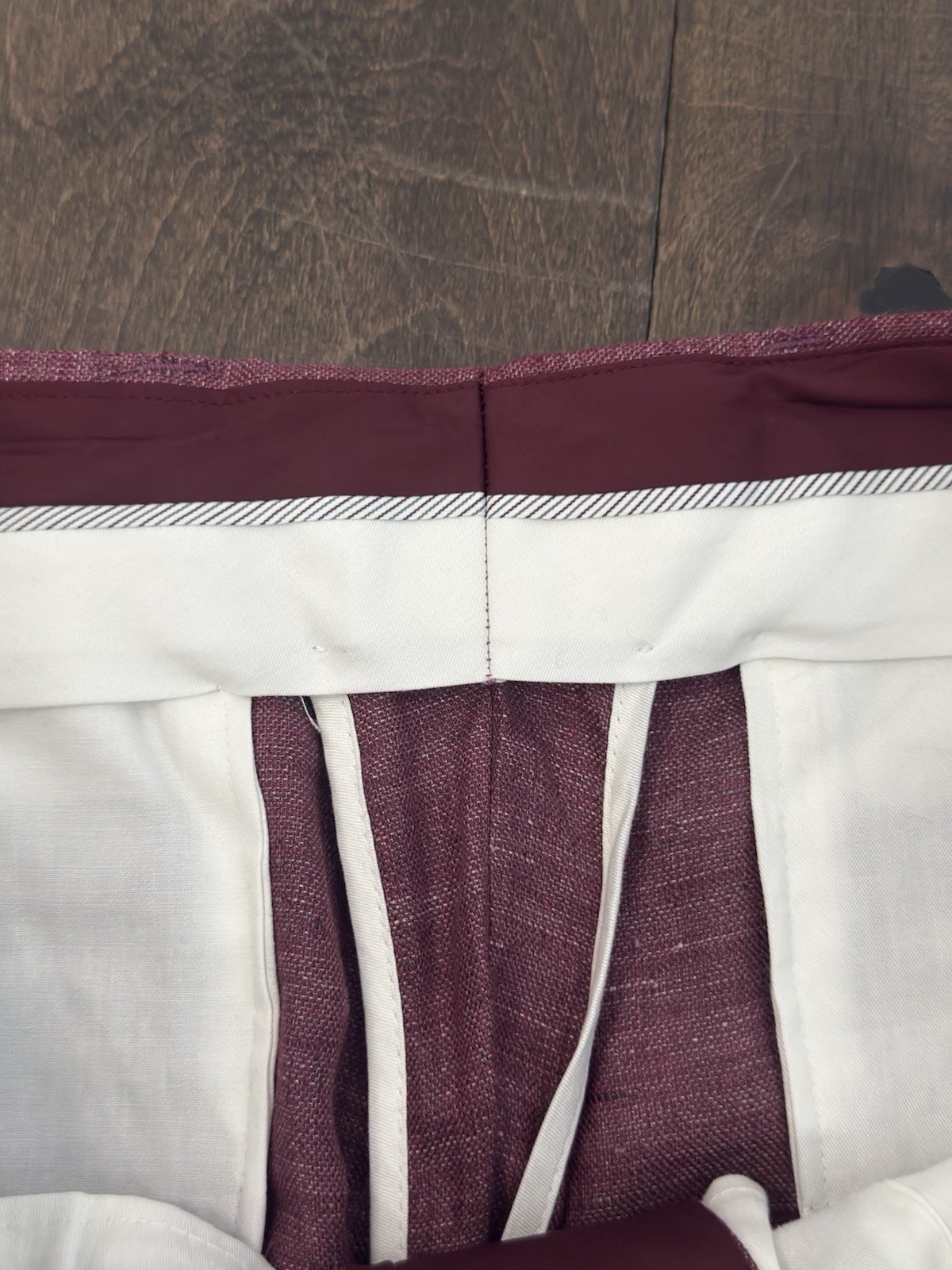 Murano Baird Mcnutt Linen Dress Pants 36X32 Salmon Red Evan Fit Cuffed Modern