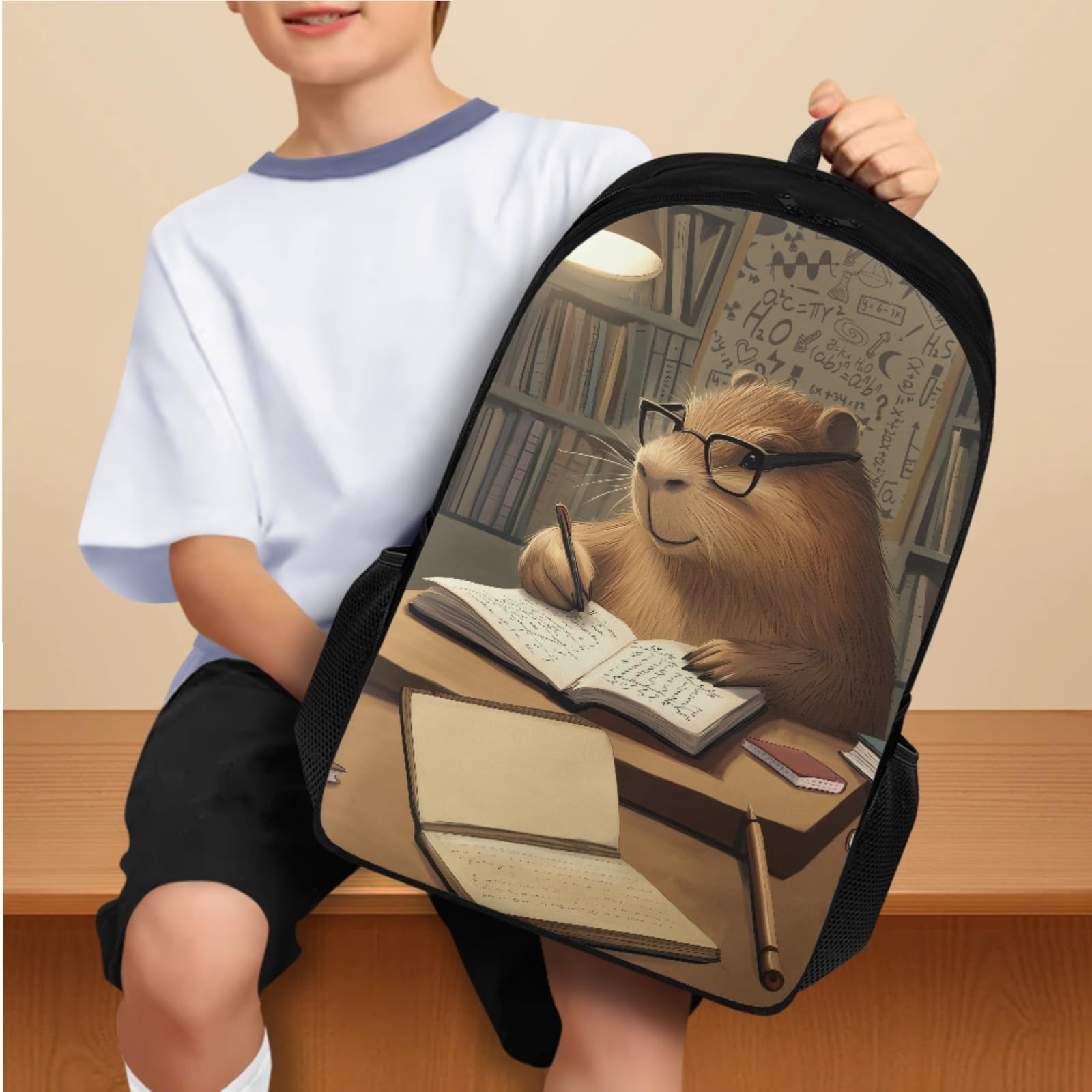 Cool Capybara Backpack with Lunch Box Boys Back to School, Backpack for 2nd B…