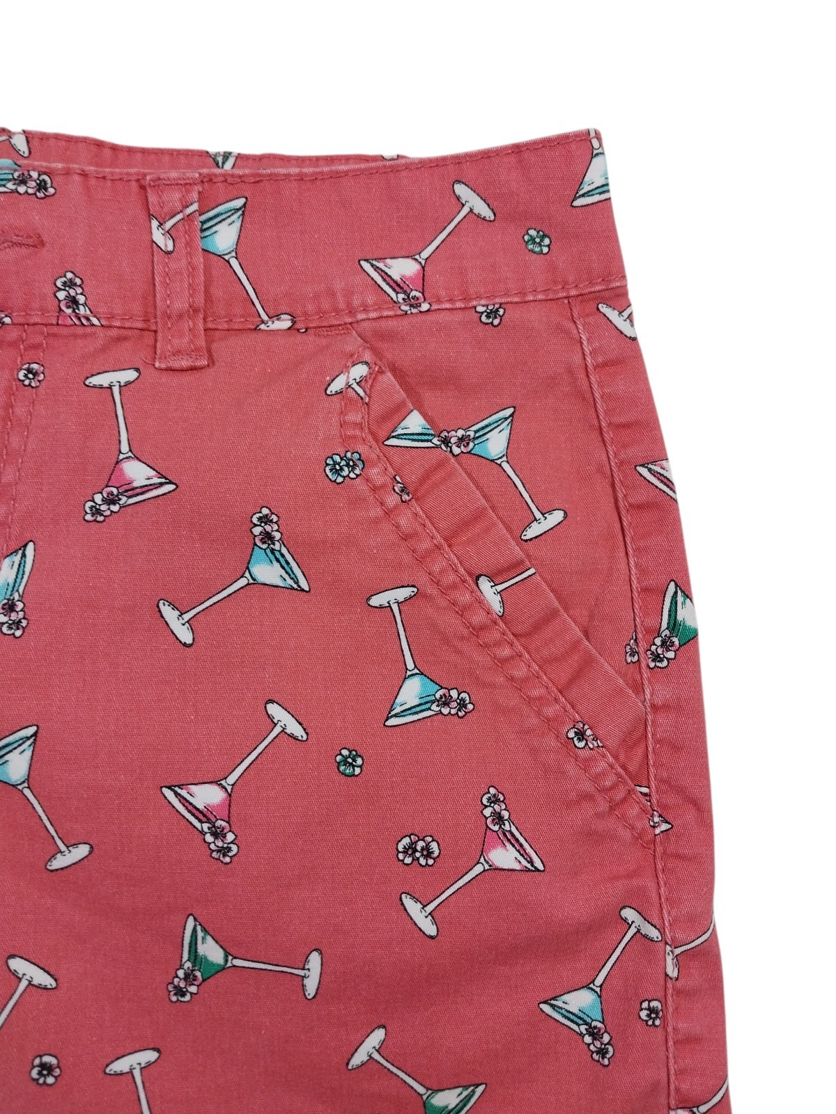 Supplies Shorts Womens 30 Size 8 Pink Martini Print Pockets Stretch Casual