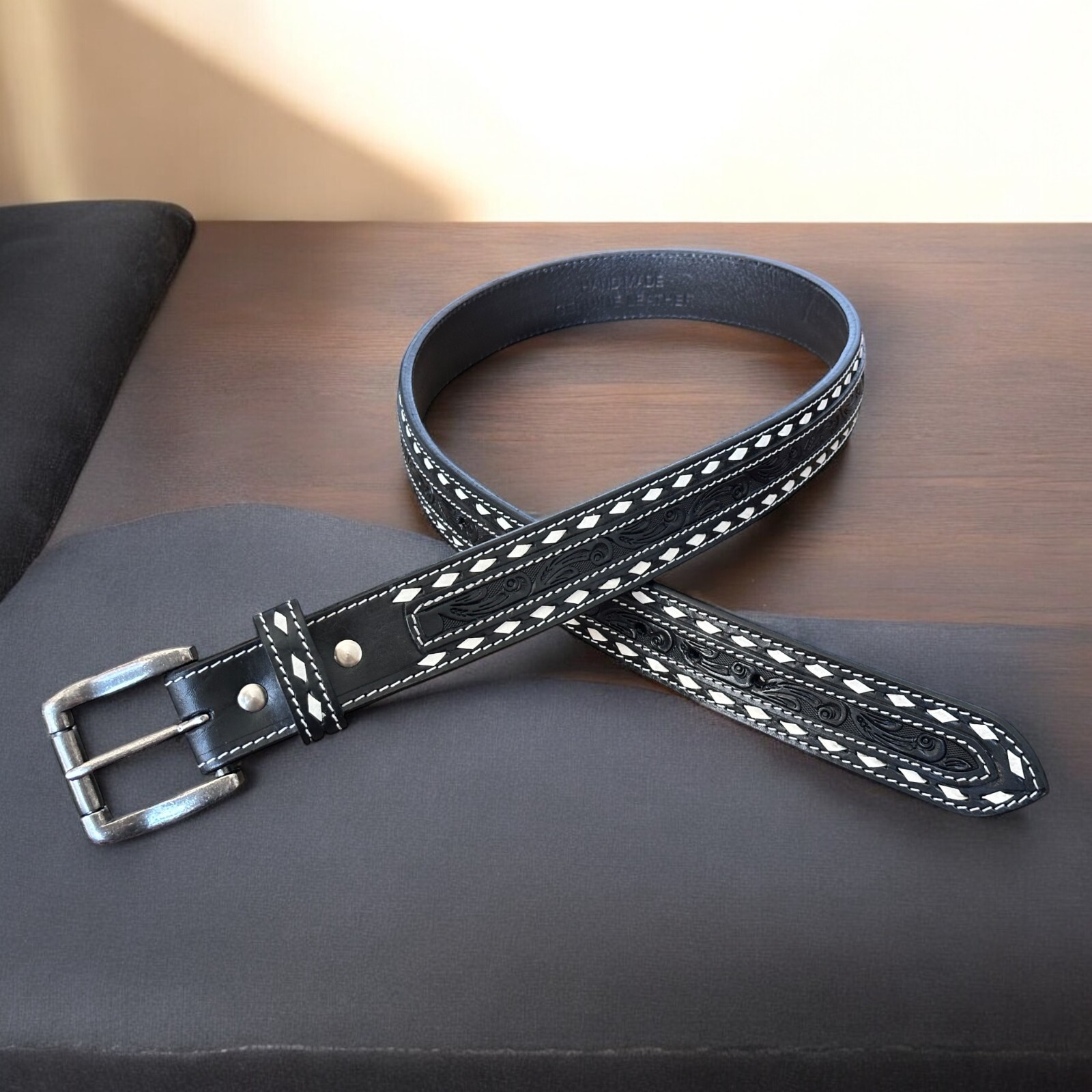 Handmade Heavy Duty Leather Work Tool Gun Belt 1.5″ Thick Belt Removable Buckle