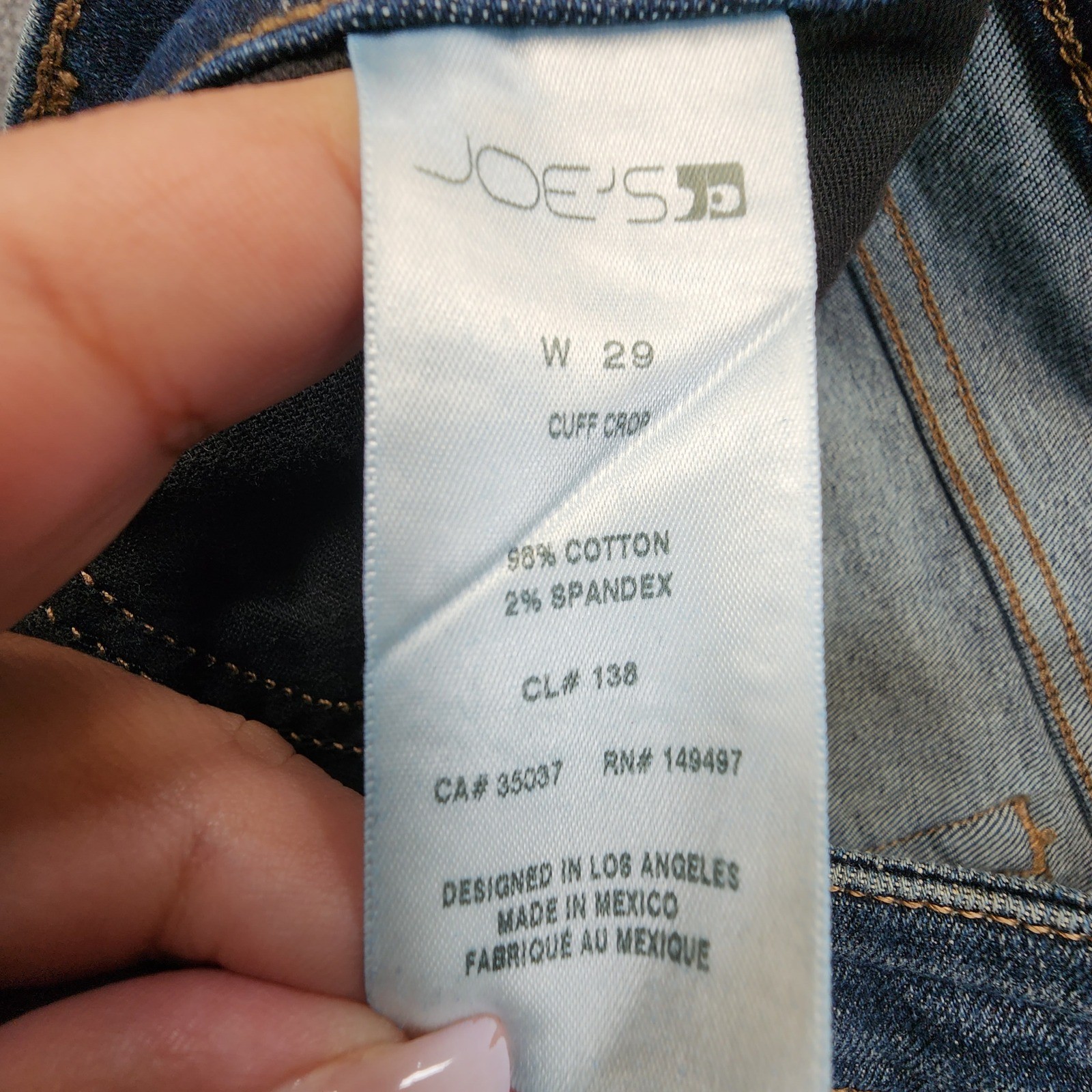 Joe’s Jeans Brussels Cuff Crop Women 29 Dark Wash Slim Straight NEW without Tag