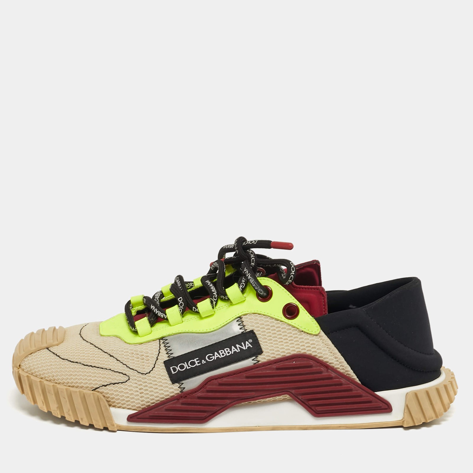 Dolce Gabbana Ns1 Size 44 Multicolor Mesh and Neoprene Lace Up Sneakers