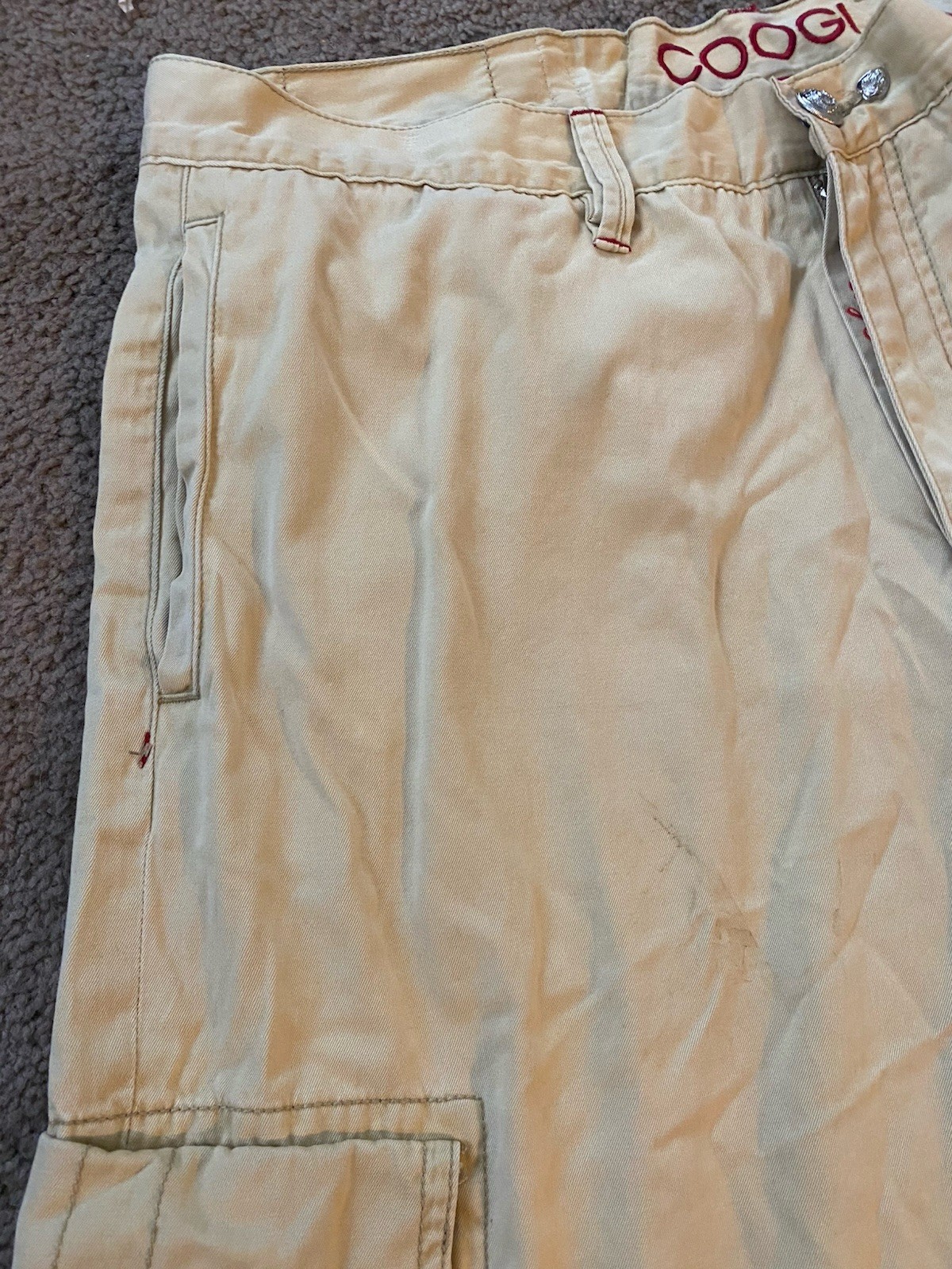 VINTAGE Y2K COOGI Men’s Beige Canvas Cotton Cargo Shorts Size 40. Biker Hip Hop