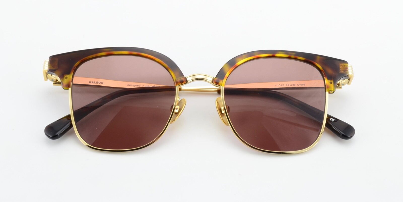 KALEOS Sunglasses Square 48-20 C-002 Shiny Gold Havana Luxury Design L